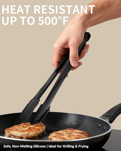Professional Stainless Steel Kitchen Tongs, Food-Grade Silicone Anti-Slip Design