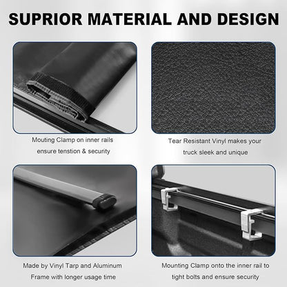 MOSTPLUS 5FT Roll-Up Soft Vinyl Truck Bed Tonneau Cover Compatible with 2016-2023 Toyota Tacoma Extra Short Model On Top Fleetside Cargo Bed 60Inch