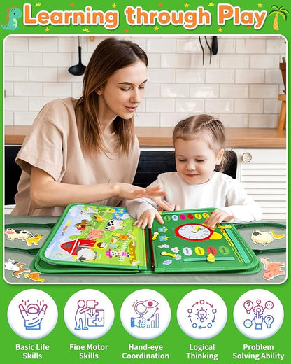 Gojmzo Busy Board Montessori Toys for Toddler Year Old Boy Girl Birthday Gifts, Busy Book Sensory Toys for Toddlers, Learning Educational Toddler Travel Activities