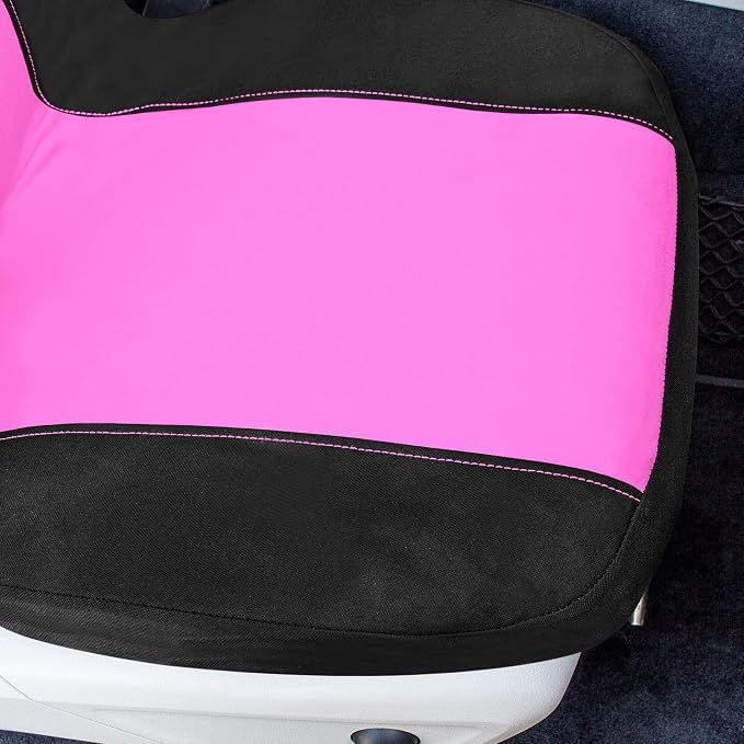 Universal Fit Chevron Flat Cloth Car Seat Covers Full Set - Pink