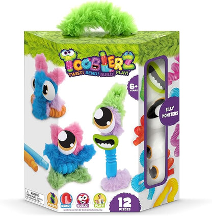 WeVeel TOOBLERZ Silly Monsterz Medium Set – 12-Piece Mix-and-Match Craft Kit for Kids – Includes Fuzzy Chenille Sticks, Fidget Tubes & Character Accessories – Creative Toy for Ages 6+