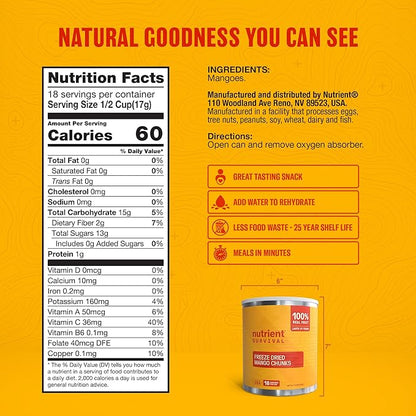 Freeze-Dried Mangoes ??#10 Can | 25-Year Shelf Life | Emergency Food Storage & Snacking
