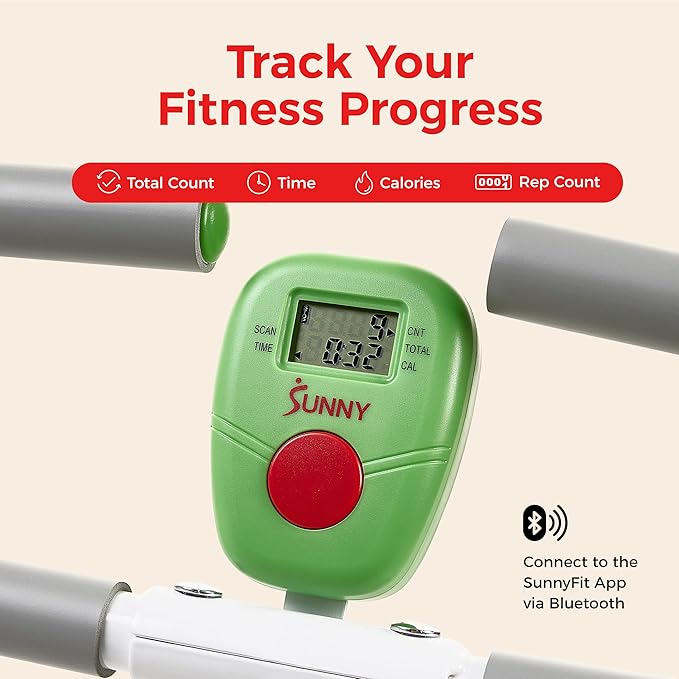 Sunny Health & Fitness Smart Row-N-Ride Glute & Leg Trainer, Foldable Squat