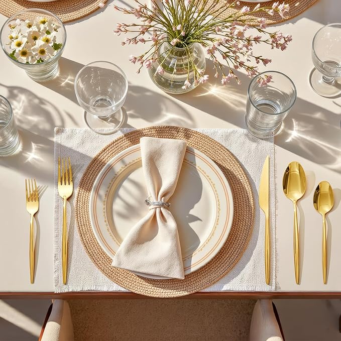 KINGSTONE Silverware Set, 60-Piece Flatware Set Cutlery Set Premium 18/10 Stainless Steel, Tableware Include Forks Knives Spoons for Home Kitchen Restaurant Wedding, Dishwasher Safe,Gold