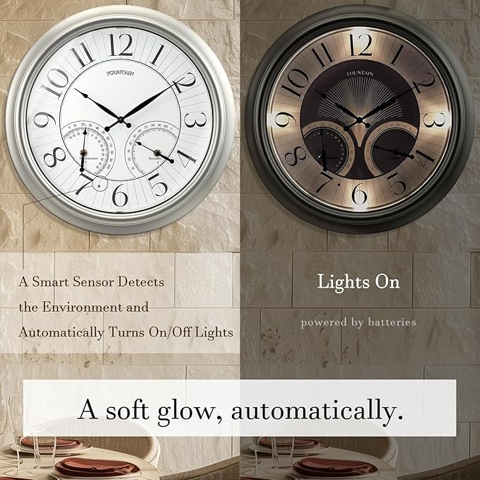 FOUNTAIN DESIGNS 18" Illuminated in/Outdoor Clock
