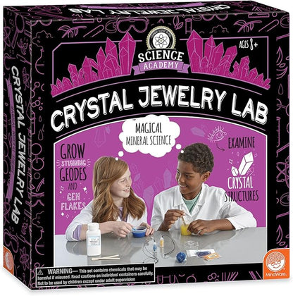 MindWare Science Academy Crystal Jewelry lab - Kids & Teens Grow 1 Crystal Ring and 2 Necklaces with Our 18pc Set - Wild & Weird Experiments for Boys & Girls - Great Educational Gift