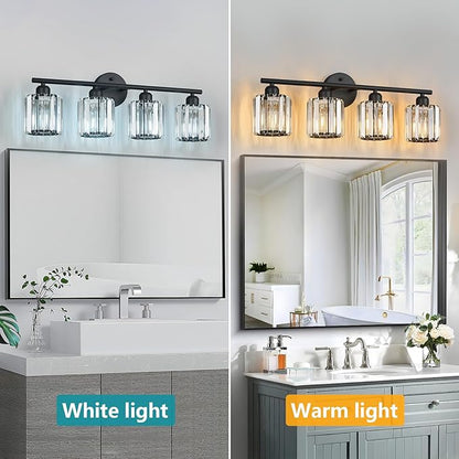 FDPBY Modern 4 Light Crystal Vanity Light, Compatible