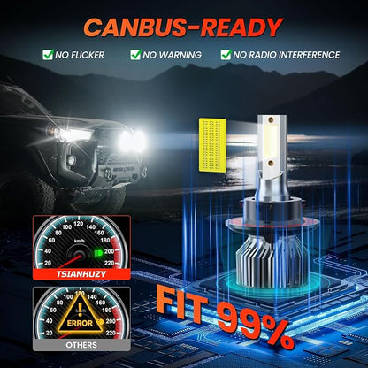 Compatible For Jeep Wrangler 2010-2022 Driving Light Bulb,600% Brightness High Low Beam Fog Light Bulbs Combo,Plug and Play,6500K White Bulbs,IP68 4pcs