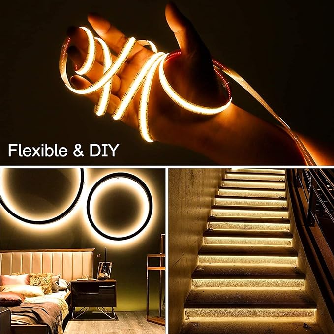 PAUTIX COB LED Strip Light White CCT Tunable 4800LEDs, CRI90+ 24ft/7.5m