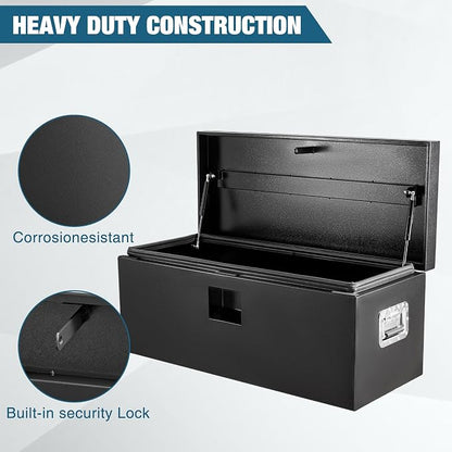 Underbody Truck Tool Box Steel Storage ToolBox, Tool Chest Organizer w/Lock and Keys For Pickup, Truck Bed, RV, Trailer, Heavy Duty Waterproof Black Box,36 x 15 x 15 Inch