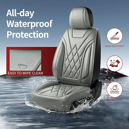 Car Seat Covers Compatible with Hyundai Elantra 2017-2025 2026 - Full Set 5 Seats Luxury Leather All-Weather Seat Cushions & Protectors, Waterproof & Breathable, Airbag Compatible (Gray)
