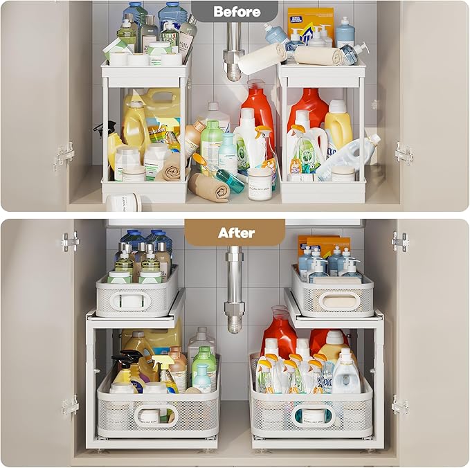 2 Pack 21IN-Depth Under Sink Organizer