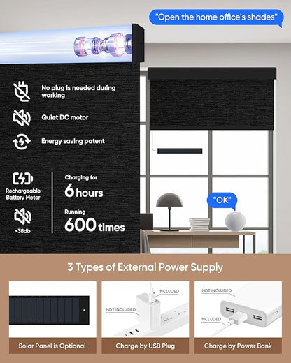 Kincmo Motorized Blinds with Remote, 100% Blackout Motorized Roller Shades Work
