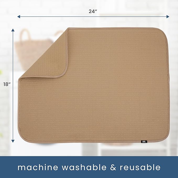 S&T INC. Dish Drying Mat XL, 18” x 24”, Absorbent Microfiber Kitchen Counter Mat
