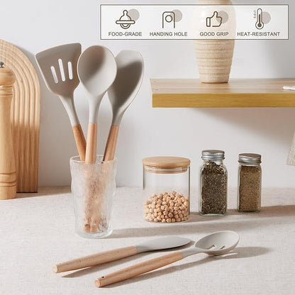E-far Silicone Cooking Utensils Set, 10-Piece Heat Resistant Kitchen Utensils