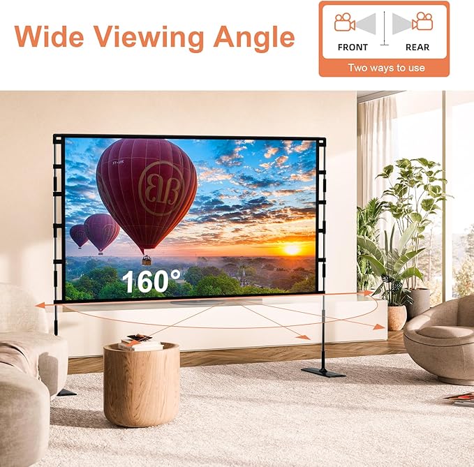 TOWOND Projector Screen and Stand, 120 inch Outdoor Projector Screen Indoor