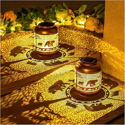 Bear Solar Lanterns Outdoor Waterproof,Hanging Solar Lights Bear Gifts for Women Men Metal LED Decorative Light for Yard,Patio,Lawn,Tabletop,Pathway,Landscape,Garden Decor