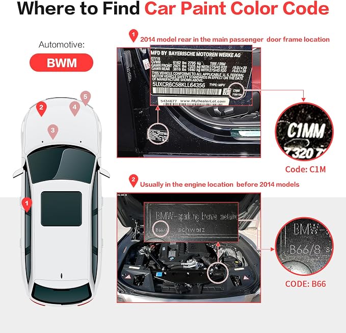 Carhoo C1X Sunset Orange Touch Up Paint Suitable For BMW, Genuine Custom Color Car Touch Up Paint, With Pen Tip & Fine Brush