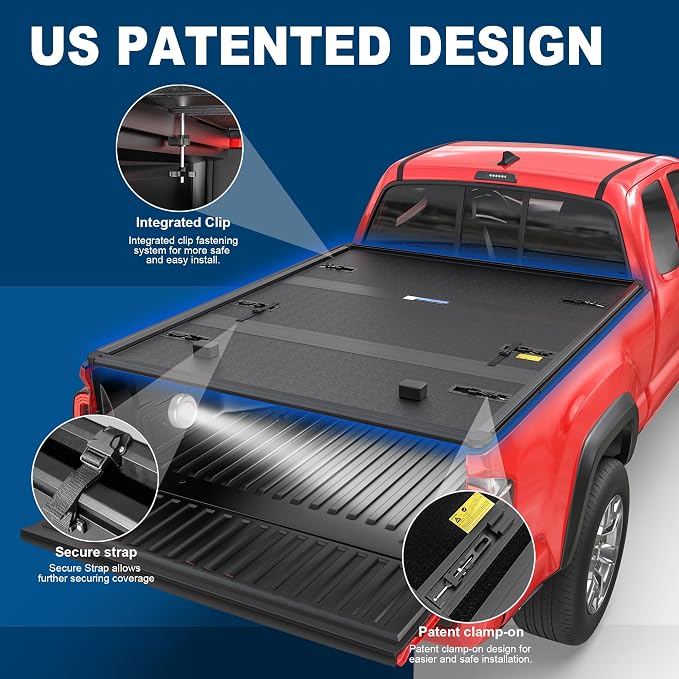 MOSTPLUS Fiberglass Tri Fold Hard Truck Bed Tonneau Cover Compatible with 2007-2025 Toyota Tundra Fleetside for Models with The Deckrail System 6.5 FT 78.7inch