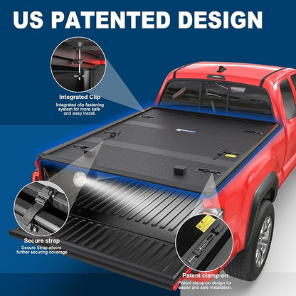 MOSTPLUS Fiberglass Tri Fold Hard Truck Bed Tonneau Cover Compatible with 2007-2025 Toyota Tundra Fleetside for Models with The Deckrail System 6.5 FT 78.7inch