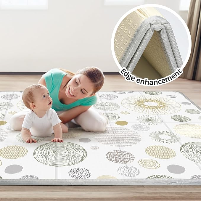 Baby Play Mat for Floor,Baby Play Mat for 59''x 59''Playpen,Reversible,0.8 in Thick Waterproof Playmat,Anti-Slip Floor Playing Mats,Non-Toxic,Baby Playmat for Indoor and Outdoor Use,Circle