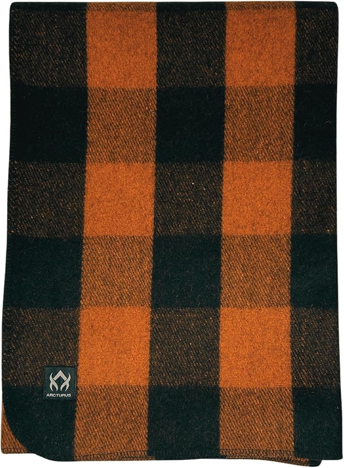 Arcturus Plaid Wool Blankets - 4.5lbs Warm, Heavy, Washable, Large | Great for Camping, Outdoors, Sporting Events, or Home