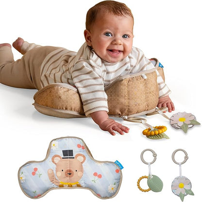 Taf Toys Tummy Time Toys Ergonomic Cushion & Teether for Infant Newborn Supportive Baby Tummy Time & Neck Strengthening Develops Muscles for Crawling Montessori Sensory Toy Tummy Time Toys 0-6 Months