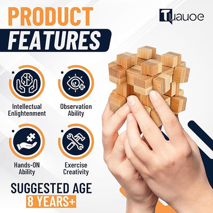 Wooden Brain Teaser Puzzles, 9pcs 3D Brain Teasers for Adults Teens Kids, Logic Mind Puzzle Box Lock Toy Removing Assembling 3D Small Puzzle Gift Set, Small 3D Unique IQ Hand Puzzles