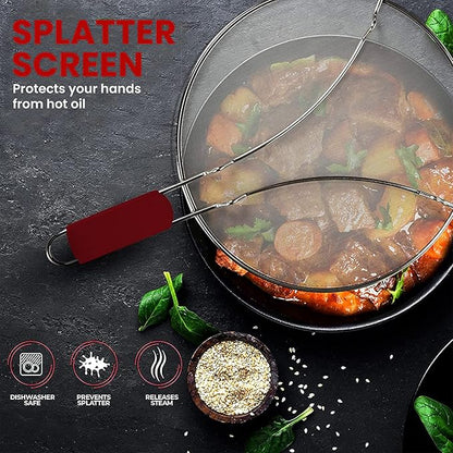 13" Grease Splatter Screen for Cooking | Stainless Steel Oil Splatter Guard and