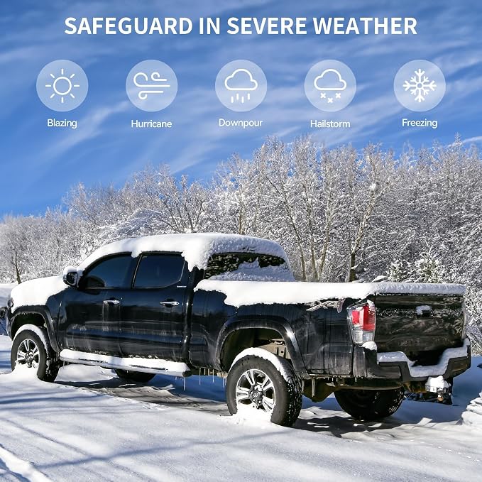 OEDRO FRP Hard Tri-fold Tonneau Cover Fold Truck Bed Covers Fits for Toyota Tacoma 2005-2015 (Excl. Trail Edition) with 6 Feet Bed with Tacoma Bed Rail