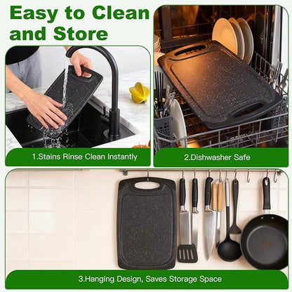 Cutting Boards Set, 15.7"×9.4" & 12.5"×7.7" Plastic Chopping Board Set