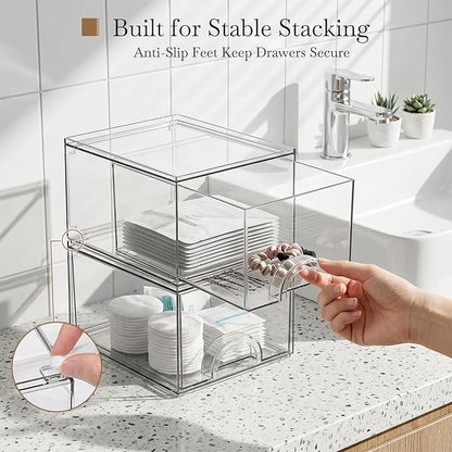 8 Pack Small Clear Stackable Acrylic Storage Boxes Storage Drawers, Storage