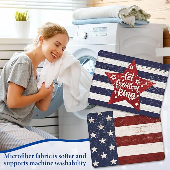 SiliFine 2 Pcs 4th of July Dish Drying Mat