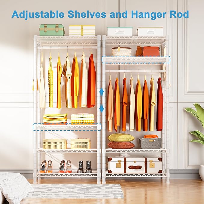Ulif H4 Mini Portable Closet, 4 Tiers Freestanding Clothing Garment Rack