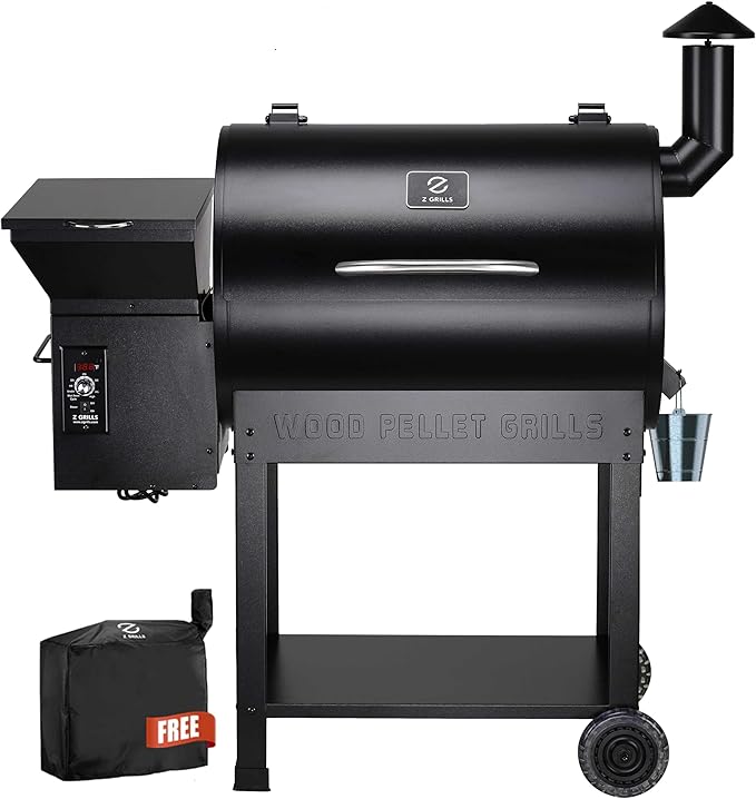 Z GRILLS ZPG-7002B Newly Upgrade Wood Pellet Grill & Smoker, 8 in 1 BBQ Grill Auto Temperature Controls, inch Cooking Area, 700 sq in Black
