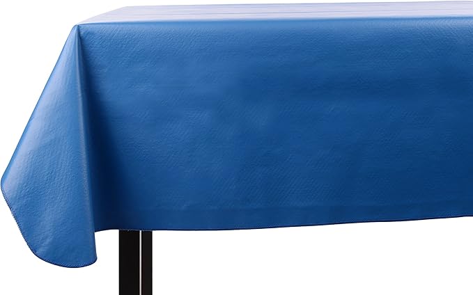 Yourtablecloth Heavy Duty Vinyl Rectangle or Square Tablecloth – 6 Gauge Heavy Duty Tablecloth – Flannel Backed – Wipeable Tablecloth with Vivid Colors & Many Sizes 52 x 108 Royal Blue