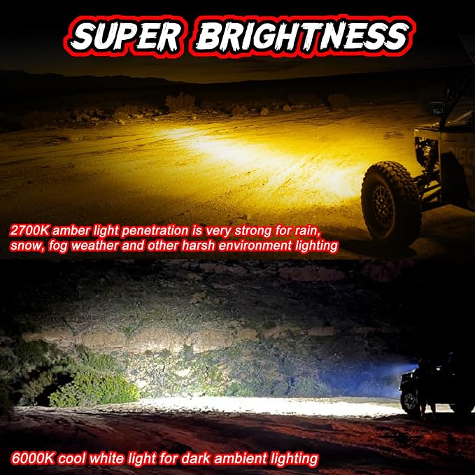 LED Pods Amber 3 Inch Off Road Driving Cube Pod Light LED Ditch Work Light Bar Bumper Backup Lights for Truck Pickup ATV UTV SUV 4x4 Motorcycle Boat