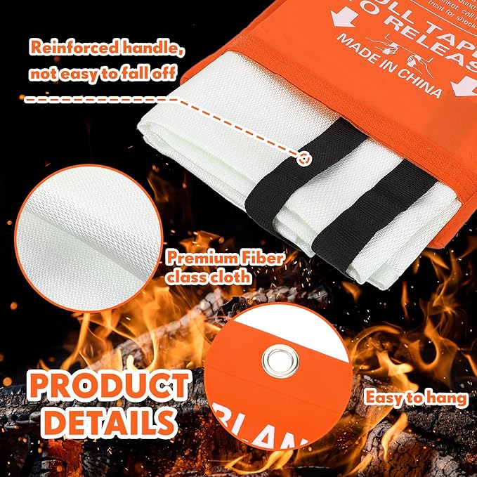 Macarrie 30 Pack 39??x 39??Fire Blanket Emergency for Home and Kitchen Safety Suppression Blanket Fiberglass Fireproof Survival for Fireplace Car Office Camping (Orange)
