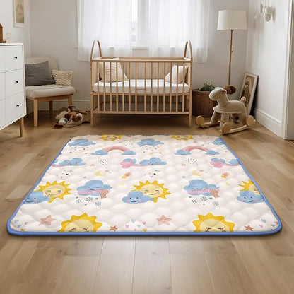 50x50 Playpen Mat, PIGLOG 0.8 Inch Thick Foam Baby Play Mat for Floor, Soft Fabric Cushioned Play mat for Babies，Washable Non-Slip Playmate for Baby, Infants & Toddlers（Grayish White）