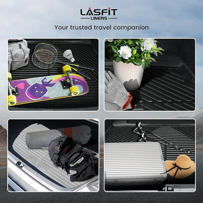 LASFIT Cargo Mat with Backrest Mat for Mazda CX90 / CX90 PHEV 2024 2025 2026 (Only Fit 3rd Row 60/40 Split-bench Seats 3-Seats) TPE Custom Fit All Weather Trunk Liner Waterproof Cargo Tray Accessories