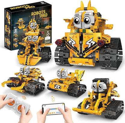 STEM Robot Building Kit for Kids Ages 8-16, 5 in 1 Robot Toys with APP & Remote Control, 269 PCS Programmable Engineering Building Blocks Birthday Gifts for Boys Girls Age 6 7 8 9 10 11 12+