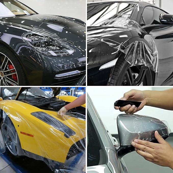 Self-Healing TPU Clear Paint Protection PPF Film, Bulk Wrap for Car, Motorcycle & Bicycle Frame Surface Protection (Transparent, 6" x 79")
