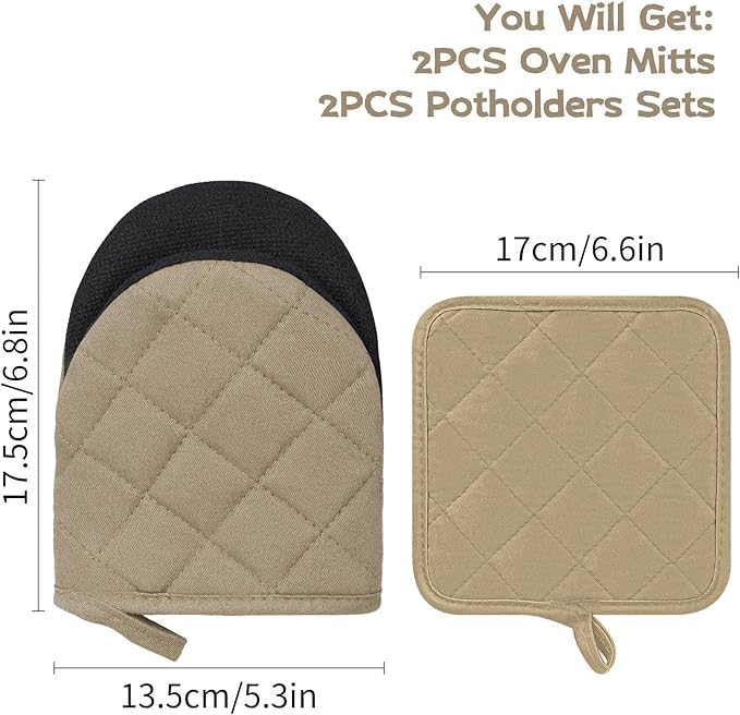 Oven Mitts and Pot Holders Set, Heat Resistant Silicone Kitchen Mini Oven