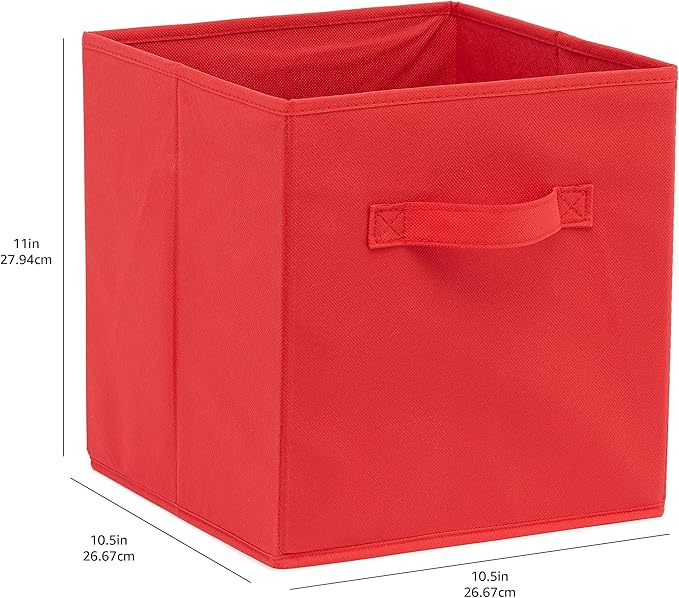 Amazon Basics Cube Organizer Storage Bins Handles, Collapsible Fabric,
