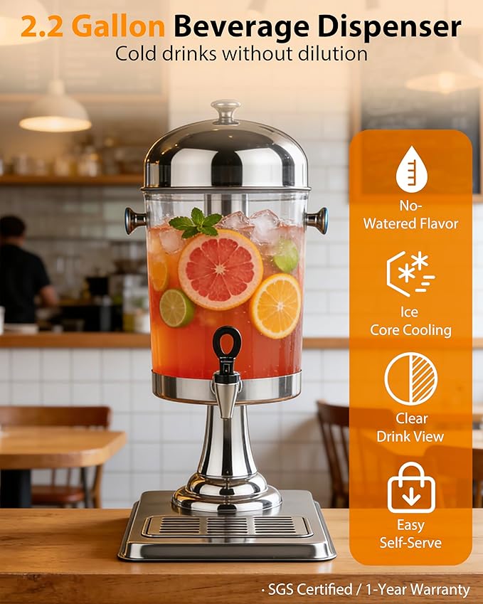 Beverage Dispenser with Stand, 2 Gallon Drink Dispenser