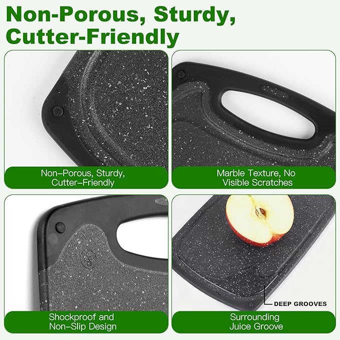 Cutting Boards Set, 15.7"×9.4" & 12.5"×7.7" Plastic Chopping Board Set
