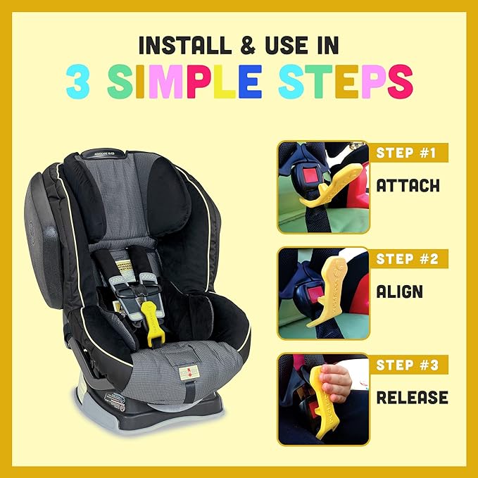 Bucklebee Easy Car Seat Buckle Release Aid for Children Unbuckle Car Seat Release Tool - Button Pusher - Opener for Nails (1 Pack Gray)