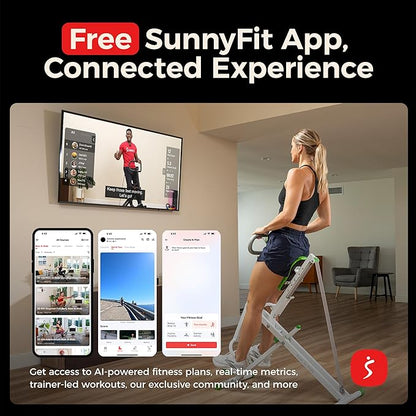 Sunny Health & Fitness Smart Row-N-Ride Glute & Leg Trainer, Foldable Squat