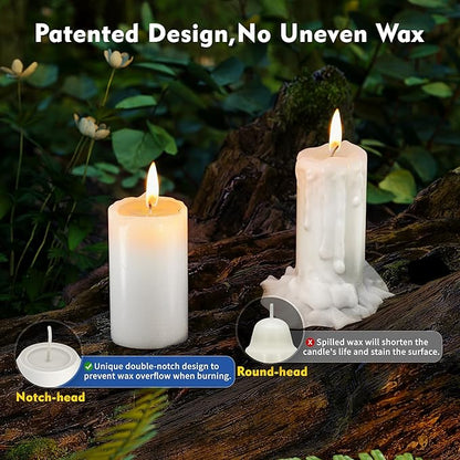 3Pack 15H+ Emergency Candles Long Burning Survival [18H+ Inside Candle Lanterns], 3??Unscented White Pillar Candles, Survival Candles for Power Outage, Camping, Hurricane