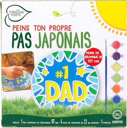 Creative Roots Paint Your Own #1 Dad Stepping Stone, Paintable Ceramic 7 in. Stone, Includes 6 Acrylic Paints & Paintbrush, Great Arts and Crafts for Kids Ages 8-12, Father's Day Gift